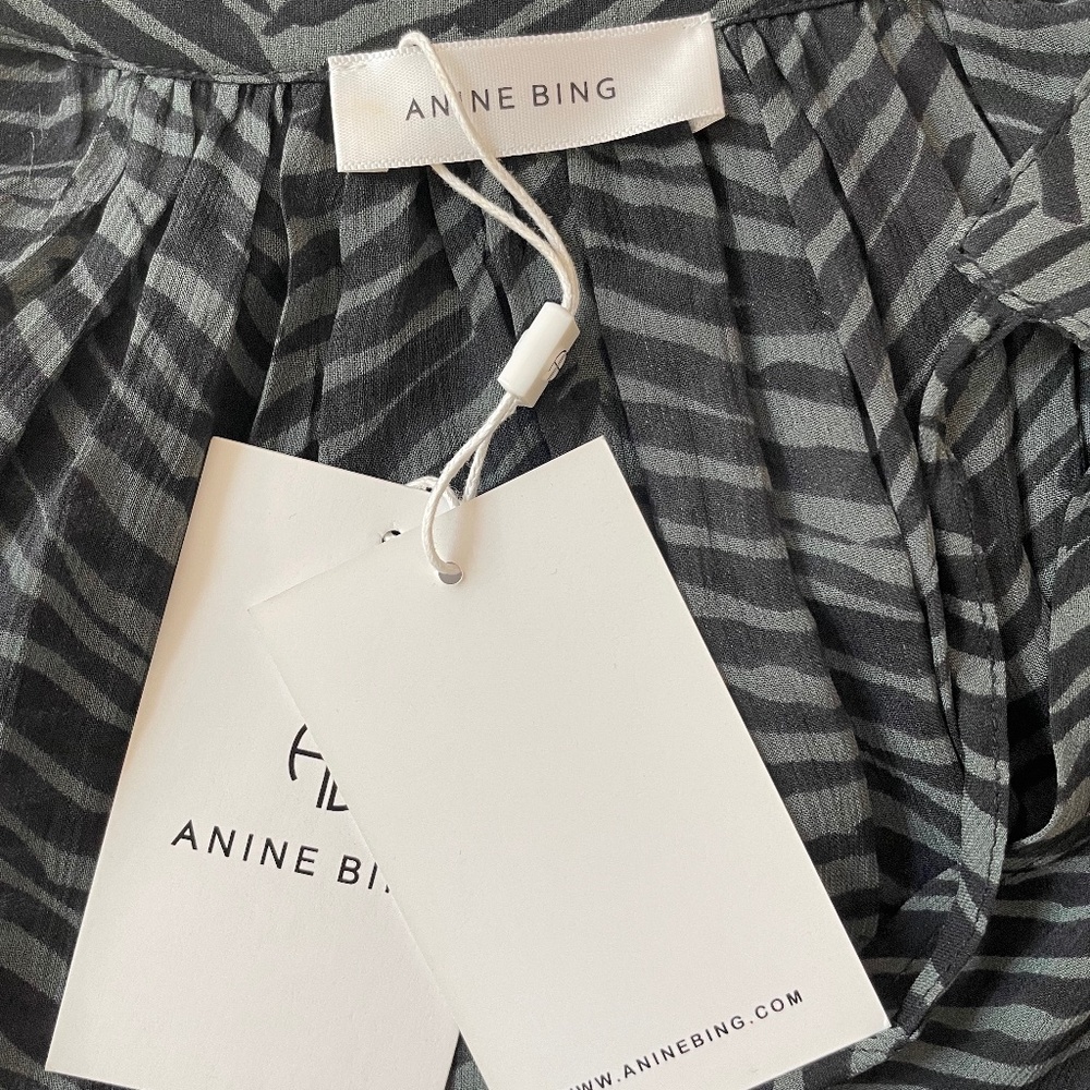 Elliana asymmetric zebra-print silk-georgette mini dress from ANINE BING - Picture 6 of 10